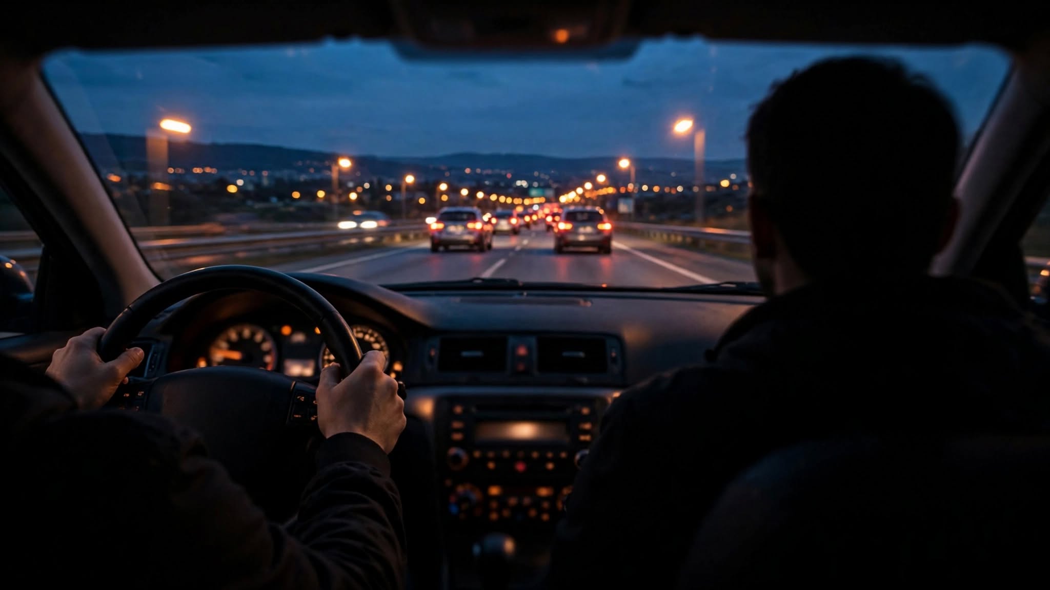 G2 driver on an Ontario highway at night with one passenger